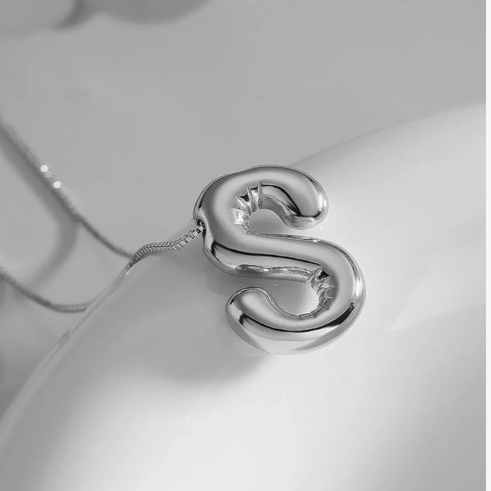 BRAND NEW, STILL IN THE PACKAGE Trendy Bubble Initial Charm and Necklace, “S”